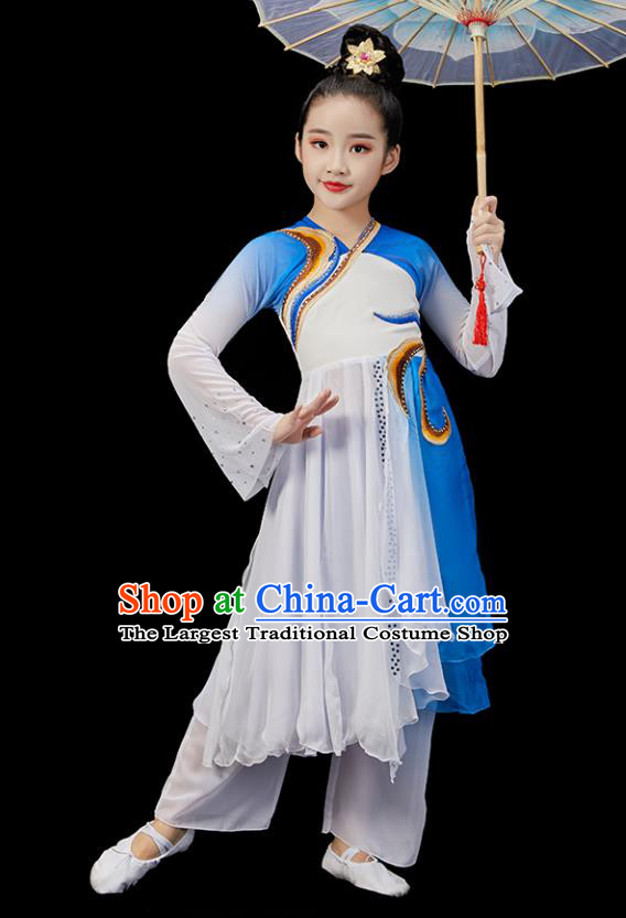 Chinese Group Dance Blue Uniform Opening Dance Clothing Children Dance Dress Stage Performance Garment Costumes