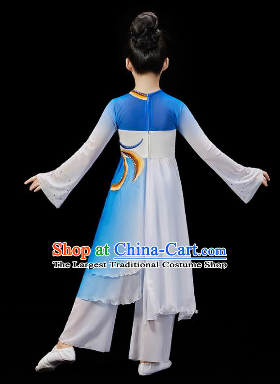 Chinese Group Dance Blue Uniform Opening Dance Clothing Children Dance Dress Stage Performance Garment Costumes