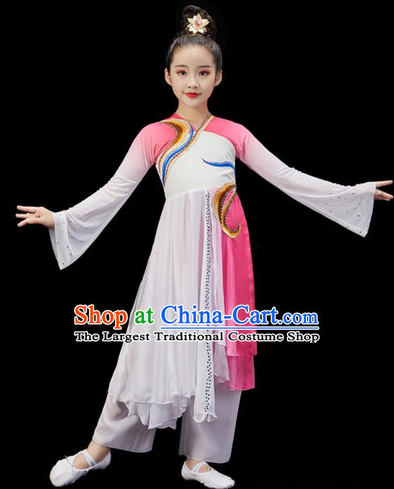 Chinese Children Dance Dress Stage Performance Garment Costumes Group Dance Pink Uniform Opening Dance Clothing