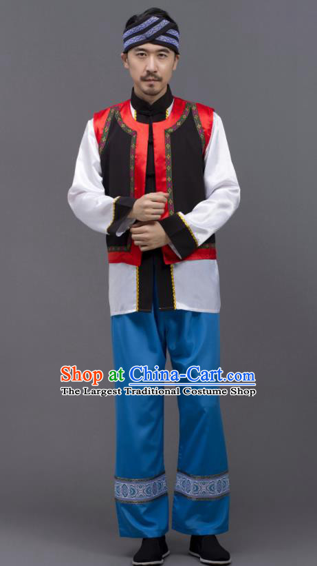 Chinese Ethnic Costumes Yunnan Minority Folk Dance Clothing Yi Nationality Male Outfits