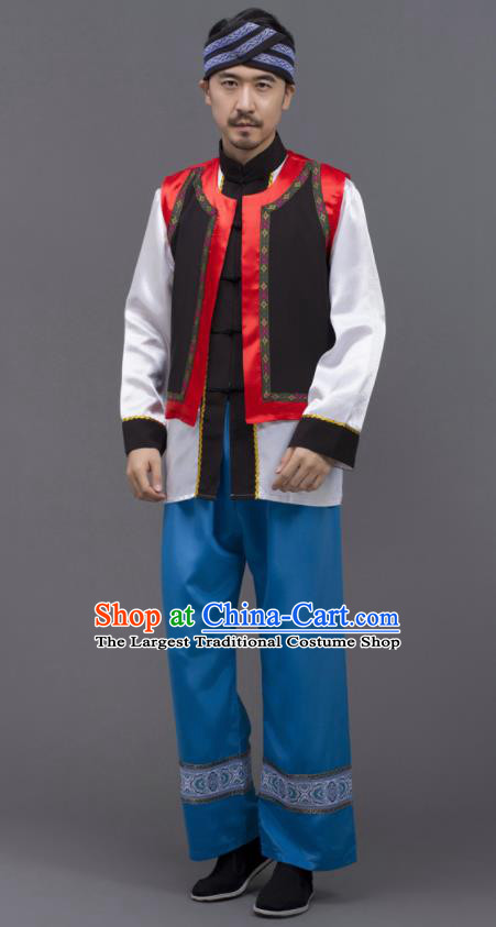 Chinese Ethnic Costumes Yunnan Minority Folk Dance Clothing Yi Nationality Male Outfits