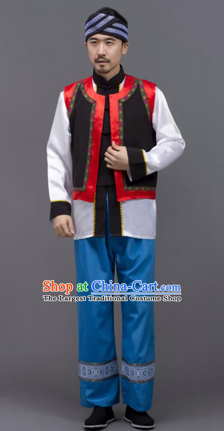 Chinese Ethnic Costumes Yunnan Minority Folk Dance Clothing Yi Nationality Male Outfits