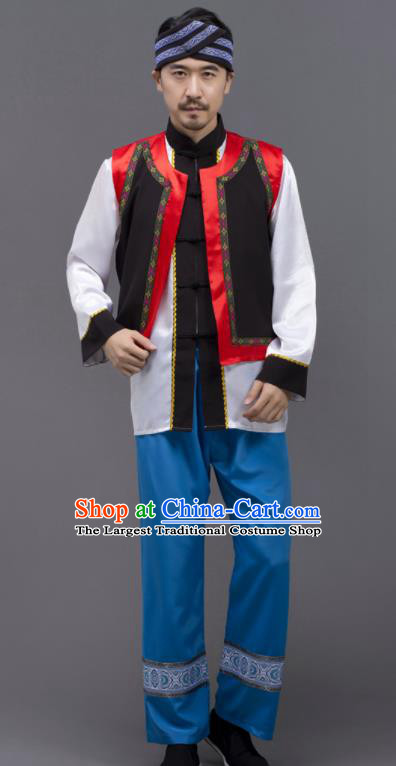 Chinese Ethnic Costumes Yunnan Minority Folk Dance Clothing Yi Nationality Male Outfits