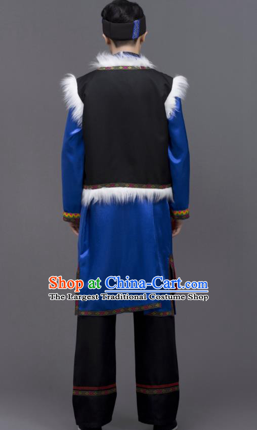 Chinese Yi Nationality Male Outfits Ethnic Costumes Yunnan Minority Folk Dance Clothing