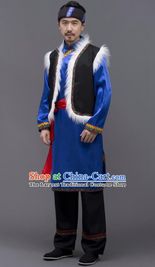 Chinese Yi Nationality Male Outfits Ethnic Costumes Yunnan Minority Folk Dance Clothing