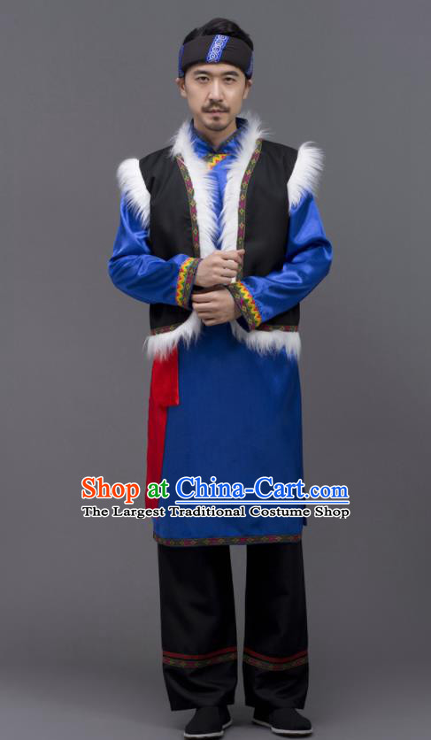 Chinese Yi Nationality Male Outfits Ethnic Costumes Yunnan Minority Folk Dance Clothing