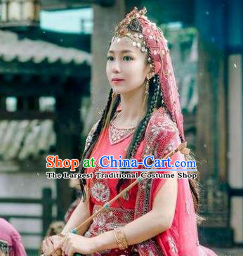 Chinese Ancient Princess Clothing Traditional Ethnic Lady Red Dress Garments Wuxia TV Series The Wolf Bao Na Costumes