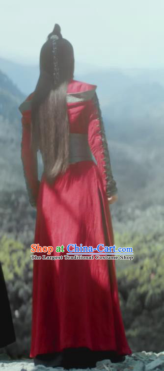 Chinese TV Series The Wolf Ma Zhaixing Costumes Ancient Female General Clothing Traditional Swordswoman Red Dress Garments