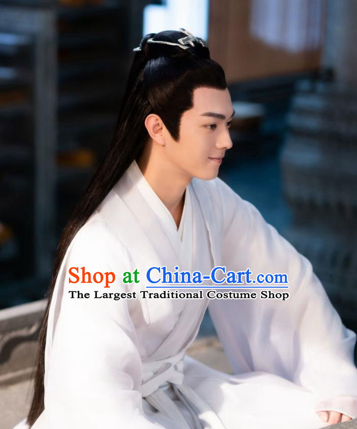 Chinese Xianxia TV Series Ancient Love Poetry Bai Jue Costumes Ancient Immortal Clothing Traditional Taoist Priest White Dress Garments