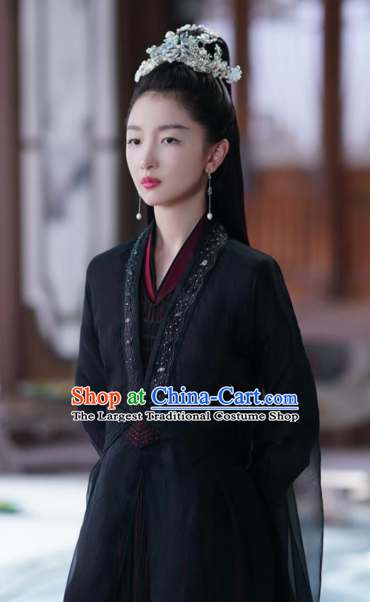 Chinese Traditional Goddess Black Dress Garments Xianxia TV Series Ancient Love Poetry Hou Chi Costumes Ancient Swordswoman Clothing