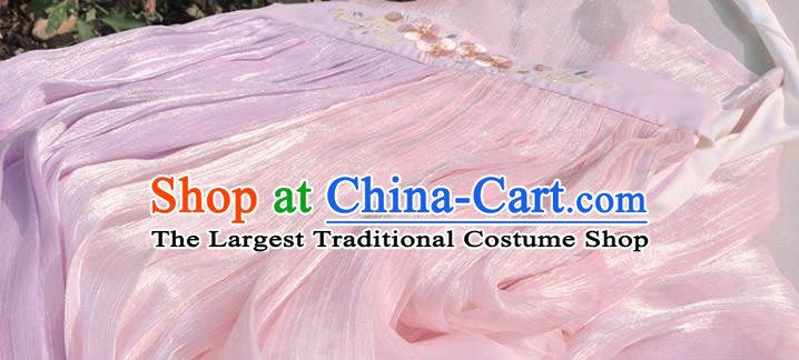 Chinese Traditional Hanfu Clothing Ancient Young Lady Pink Dress Tang Dynasty Princess Costumes