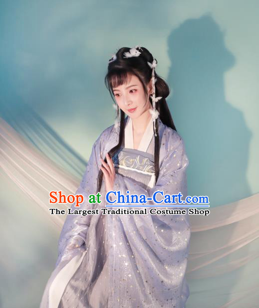 Chinese Tang Dynasty Princess Costumes Traditional Hanfu Clothing Ancient Young Lady Violet Dress