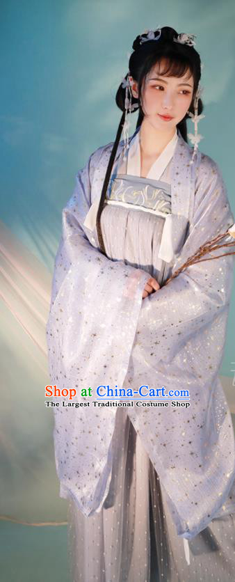 Chinese Tang Dynasty Princess Costumes Traditional Hanfu Clothing Ancient Young Lady Violet Dress