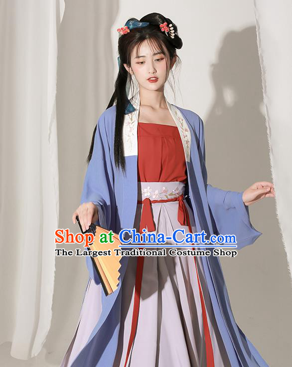 Chinese Traditional Hanfu Clothing Ancient Young Beauty Dress Song Dynasty Beizi Costumes