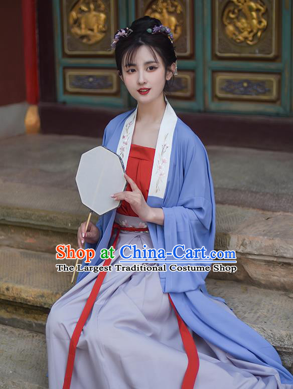Chinese Traditional Hanfu Clothing Ancient Young Beauty Dress Song Dynasty Beizi Costumes