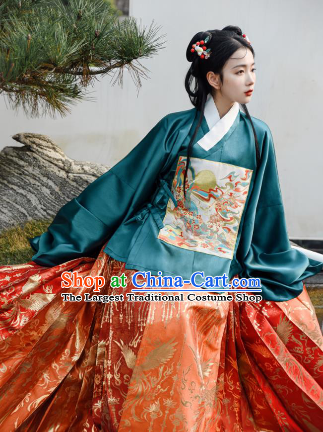Chinese Ming Dynasty Beauty Costumes Traditional Hanfu Mamian Skirt Clothing Ancient Princess Dress