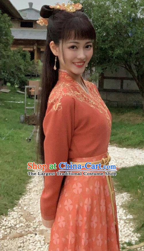 Chinese Drama Series Rebirth For You Dong Shanhu Replica Costumes Ancient Noble Lady Clothing Traditional Orange Dress Garments