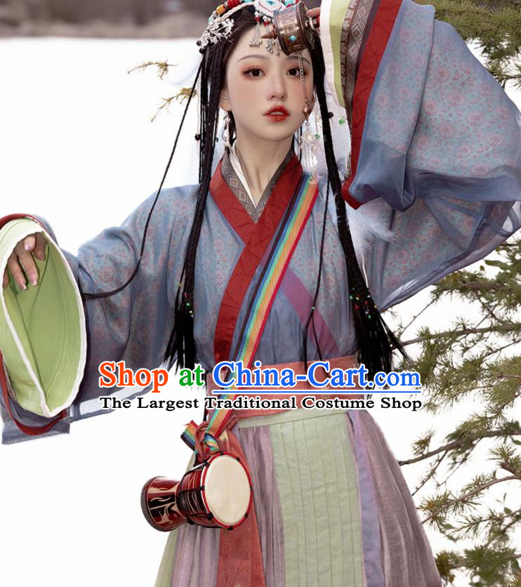 Chinese Jin Dynasty Princess Garment Costumes Ancient Noble Woman Clothing Traditional Purple Hanfu Dress