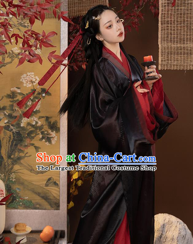 Chinese Han Dynasty Court Lady Garment Costumes Ancient Princess Clothing Traditional Yarn Hanfu Dress