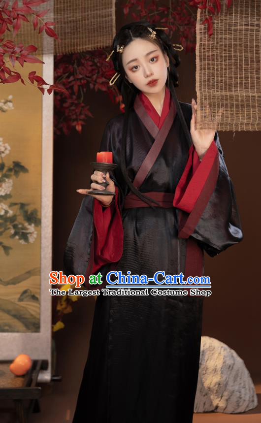 Chinese Han Dynasty Court Lady Garment Costumes Ancient Princess Clothing Traditional Yarn Hanfu Dress