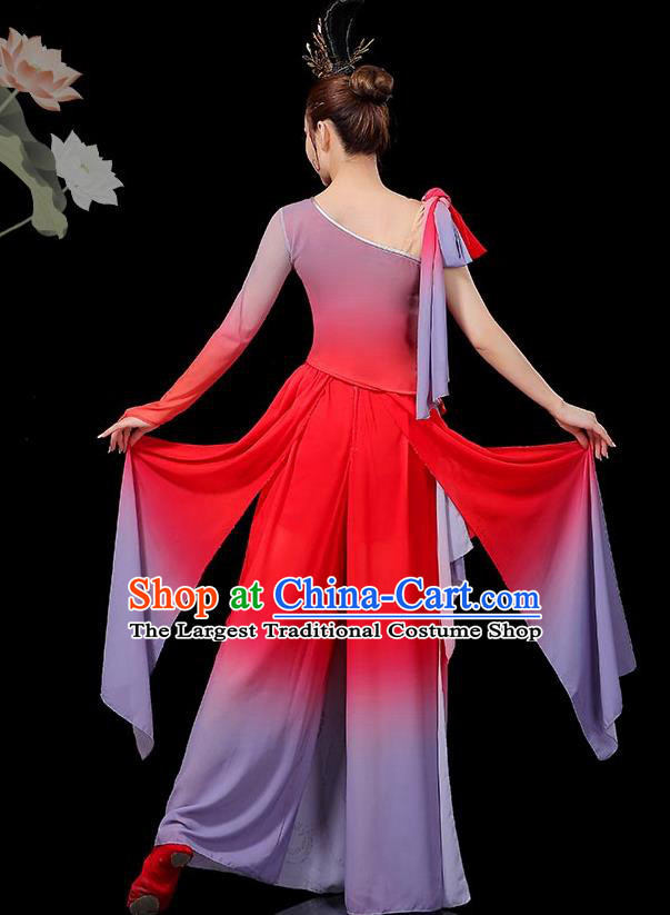 Chinese Women Solo Dance Red Outfit Classical Dance Clothing Umbrella Dance Costumes Water Sleeve Dance Garment