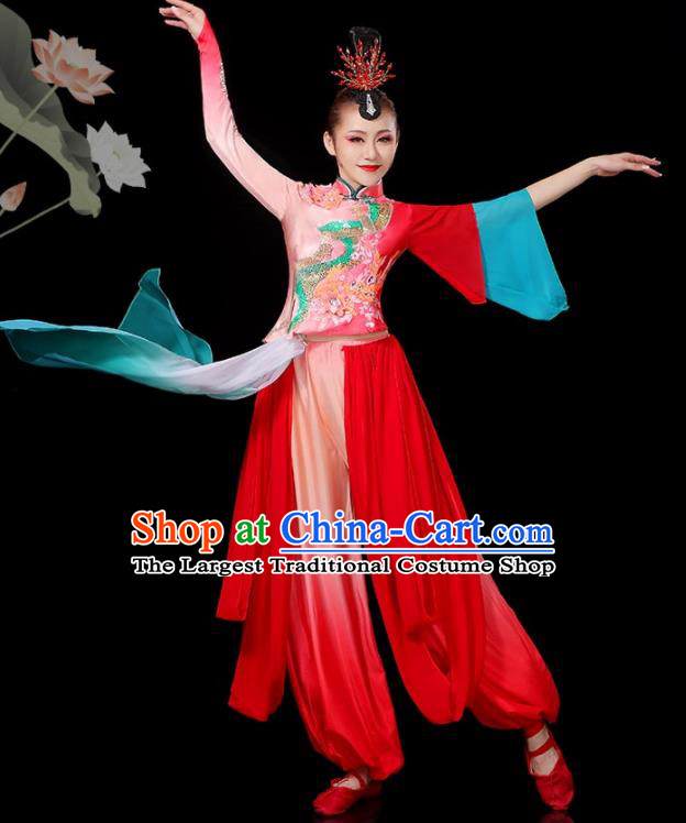 Chinese Yangko Dance Garment Women Solo Dance Red Outfit Classical Dance Clothing Umbrella Dance Costumes