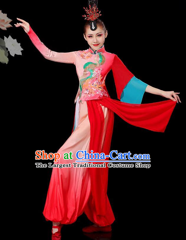 Chinese Yangko Dance Garment Women Solo Dance Red Outfit Classical Dance Clothing Umbrella Dance Costumes