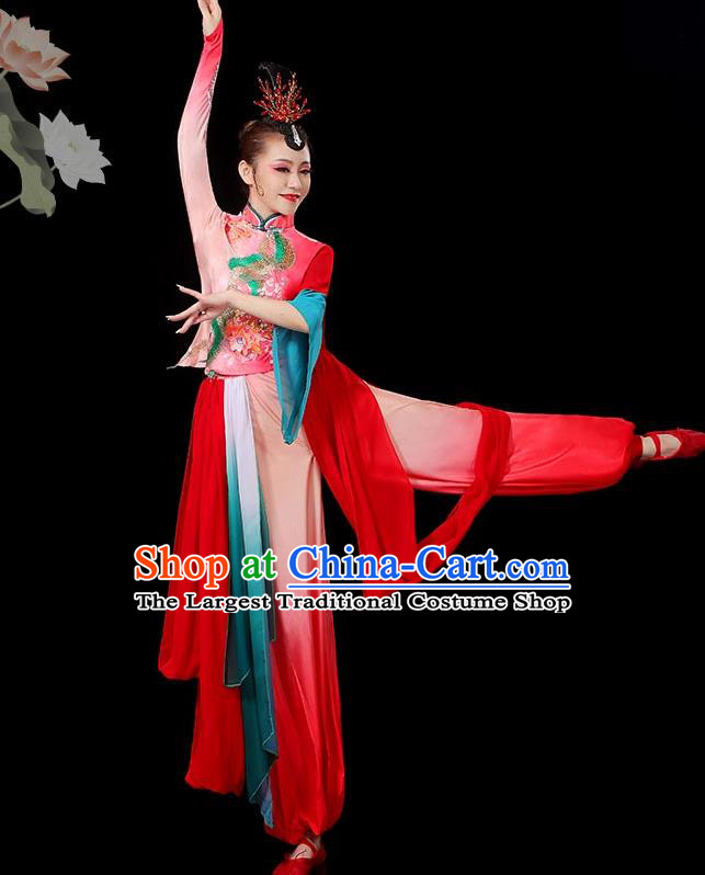 Chinese Yangko Dance Garment Women Solo Dance Red Outfit Classical Dance Clothing Umbrella Dance Costumes