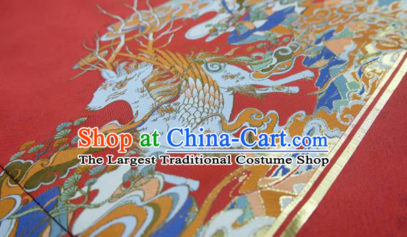 Chinese Ming Dynasty Garment Costumes Ancient Queen Clothing Traditional Hanfu Red Brocade Robe for Women