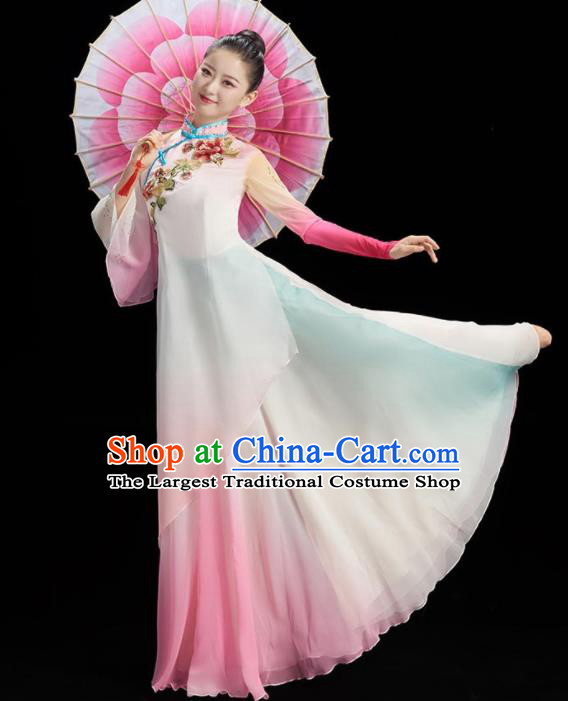China Stage Performance Garment Classical Dance Clothing Women Group Dance Dress Umbrella Dance Costume