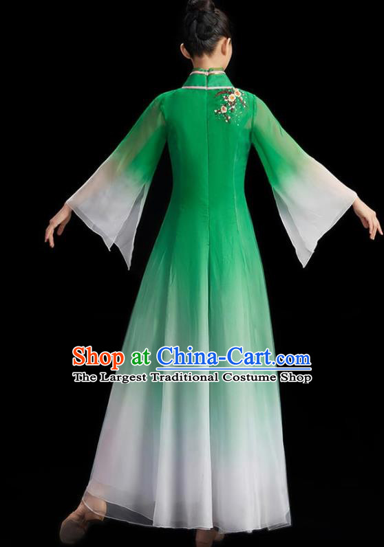 China Women Group Dance Green Dress Umbrella Dance Costume Stage Performance Garment Classical Dance Clothing