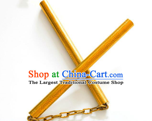 Top Stainless Steel Nunchakus Chinese Martial Arts Nunchaku Handmade Kung Fu Golden Nunchaka