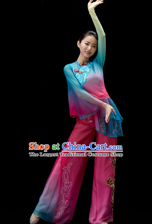 Chinese Umbrella Dance Clothing Women Group Dance Costume Folk Dance Outfit Yangko Dance Garment