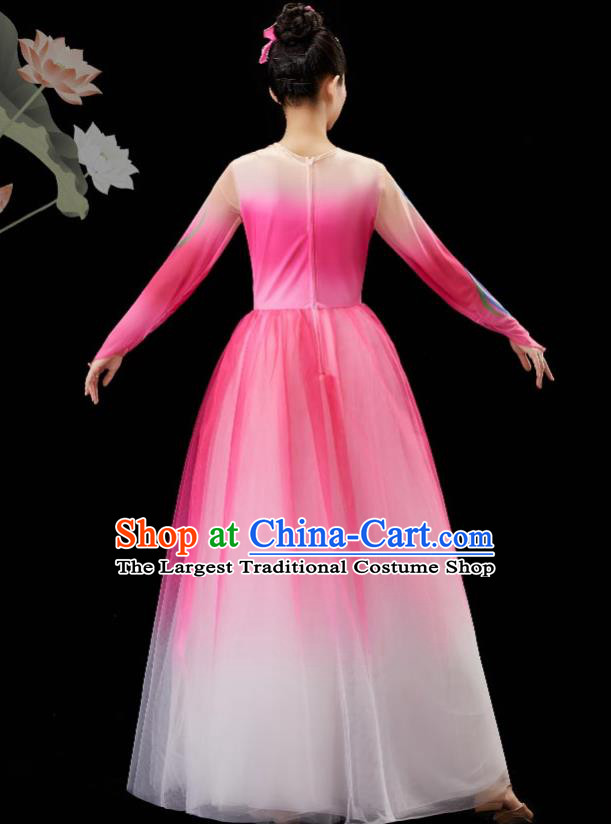 Chinese Umbrella Dance Garment Classical Dance Clothing Women Group Dance Costume Jasmine Dance Pink Dress