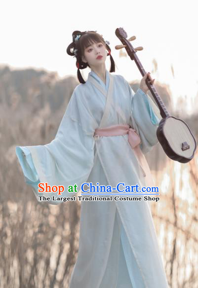 Chinese Han Dynasty Palace Lady Clothing Traditional Hanfu Dress Yarn Garment Ancient Princess Historical Costumes for Women