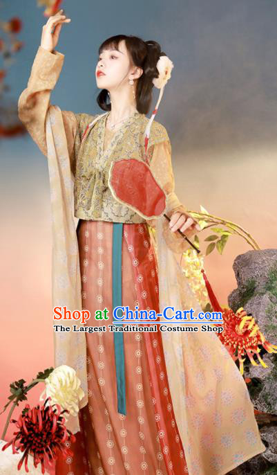 Chinese Ancient Princess Historical Costumes Tang Dynasty Palace Lady Clothing Traditional Beizi Hanfu Dress for Women