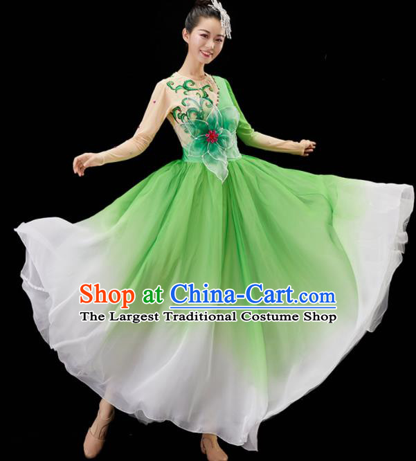 Chinese Classical Dance Clothing Woman Opening Dance Costume Modern Dance Green Dress Umbrella Dance Garment
