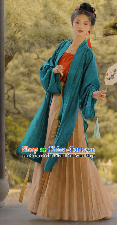 Chinese Ancient Noble Woman Historical Costumes Song Dynasty Young Lady Clothing Traditional Long Beizi Hanfu Dress Complete Set