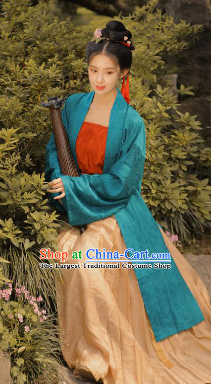 Chinese Ancient Noble Woman Historical Costumes Song Dynasty Young Lady Clothing Traditional Long Beizi Hanfu Dress Complete Set