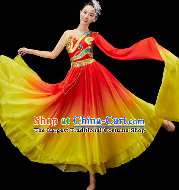 Chinese Umbrella Dance Garment Classical Dance Clothing Woman Water Sleeve Dance Costume Stage Performance Red Dress