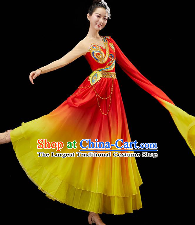 Chinese Umbrella Dance Garment Classical Dance Clothing Woman Water Sleeve Dance Costume Stage Performance Red Dress