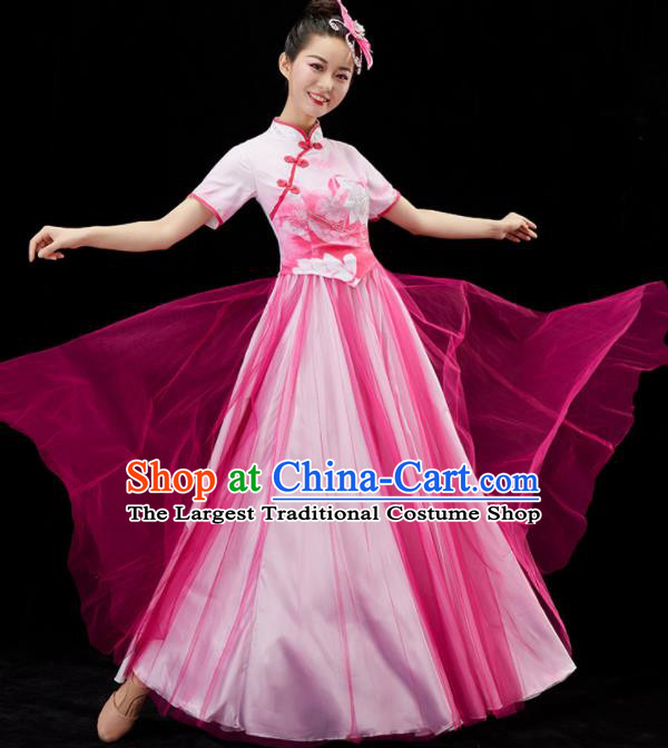 Chinese Stage Performance Pink Dress Modern Dance Clothing Spring Festival Gala Opening Dance Garment Women Umbrella Dance Costume