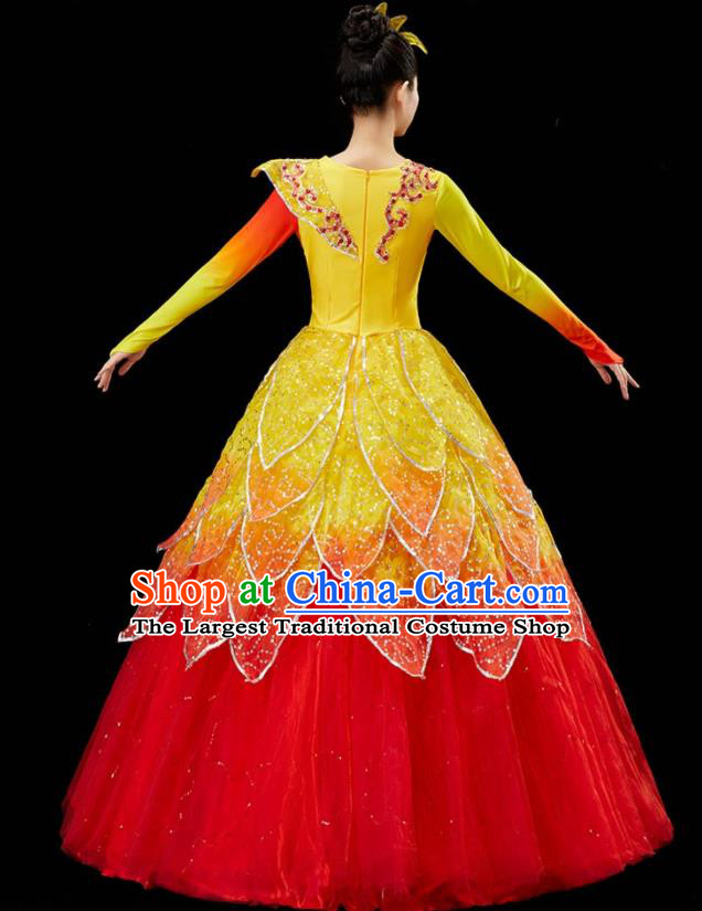 Women Flower Dance Costume Stage Performance Dress Modern Dance Clothing Chinese Spring Festival Gala Opening Dance Garment