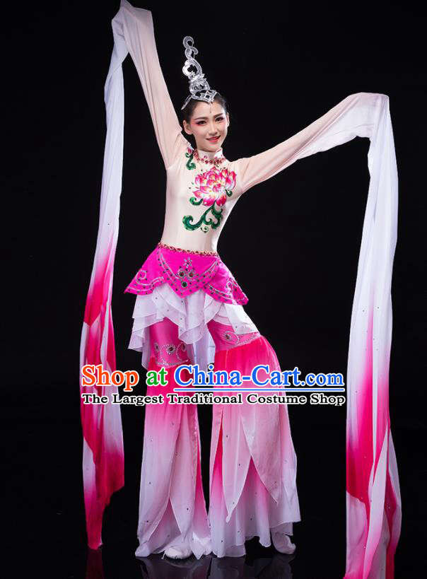 Chinese Stage Performance Magenta Outfit Classical Dance Clothing Water Sleeve Dance Garment Goddess Dance Costume