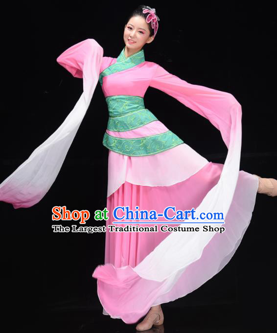 Chinese Fency Dance Clothing Women Group Hanfu Water Sleeve Dance Dance Garments Classical Dance Costume Stage Performance Pink Dress