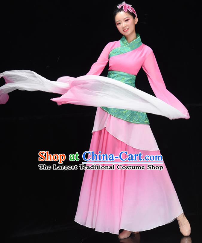 Chinese Fency Dance Clothing Women Group Hanfu Water Sleeve Dance Dance Garments Classical Dance Costume Stage Performance Pink Dress