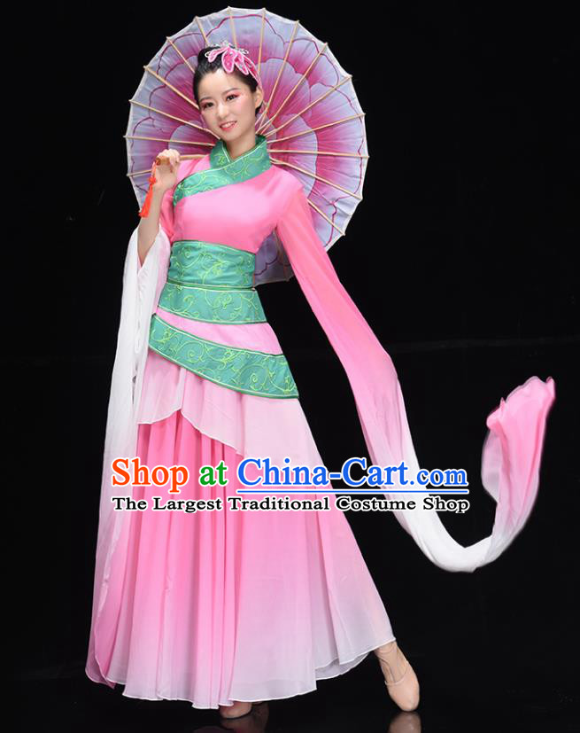 Chinese Fency Dance Clothing Women Group Hanfu Water Sleeve Dance Dance Garments Classical Dance Costume Stage Performance Pink Dress