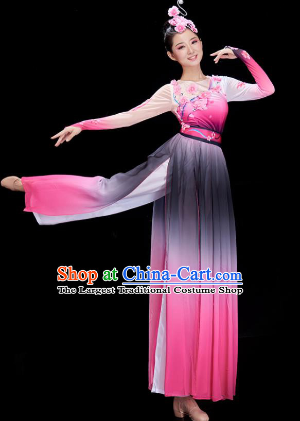 Chinese Classical Dance Costume Stage Performance Pink Dress Umbrella Dance Clothing Women Group Dance Garments