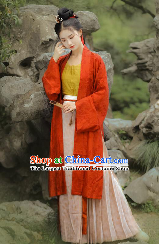 Chinese Ancient Young Lady Dress Garments Song Dynasty Historical Costumes Traditional Noble Woman Hanfu Clothing