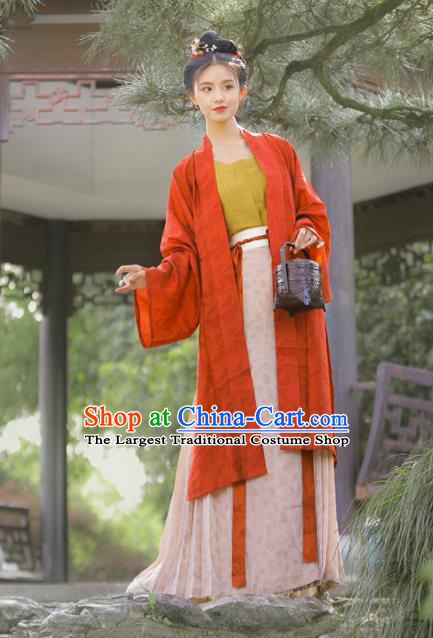 Chinese Ancient Young Lady Dress Garments Song Dynasty Historical Costumes Traditional Noble Woman Hanfu Clothing
